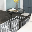 Boho stiilis aia külglaud PE-rotangist ja karastatud klaasiga, must