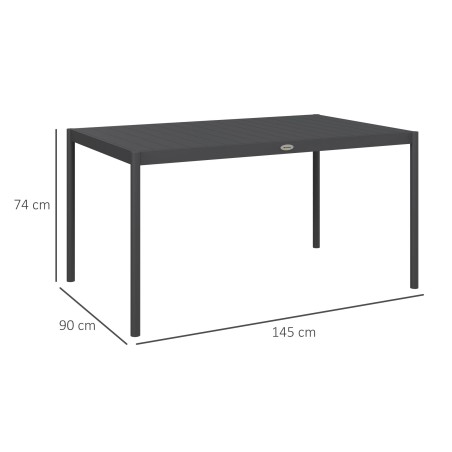 Ilmastikukindel alumiiniumist aialaud, 145 × 90 × 74 cm, tumehall