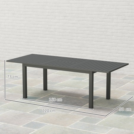 Hall pikendatav alumiiniumist aialaud 160/220 × 90 cm, 6–8 inimesele
