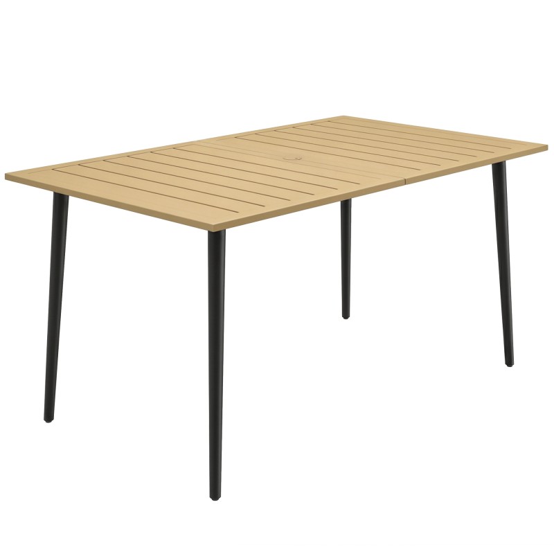 Terasest ilmastikukindel aialaud 150 × 90 cm, vihmavarjuavaga, pruun