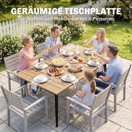 Terasest ilmastikukindel aialaud 150 × 90 cm, vihmavarjuavaga, pruun