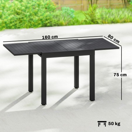 Pikendatav alumiiniumist aialaud 80/160 × 80 cm, 4–6 inimesele