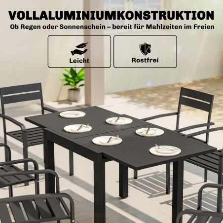 Pikendatav alumiiniumist aialaud 80/160 × 80 cm, 4–6 inimesele