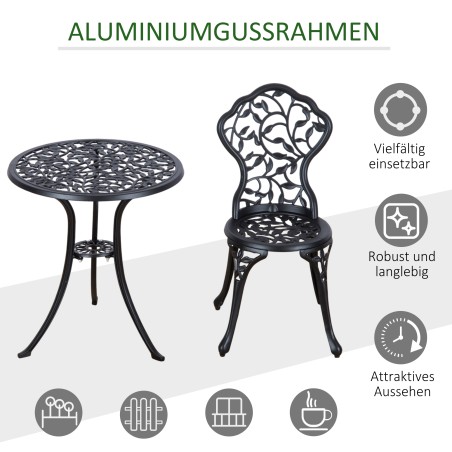 Bistrookomplekt: laud ja 2 tooli, must