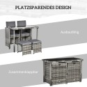 Polürotangist aiakomplekt 4 inimesele patjadega, hall