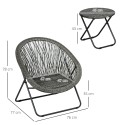 3-osaline aiamööblikomplekt: 2 tooli ja kokkupandav laud, hall