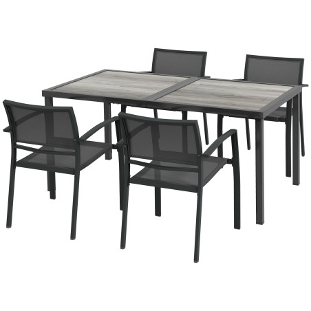 Aiamööblikomplekt: laud ja 4 tooli, 150 × 87 × 72 cm, hall