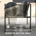 4-osaline aiamööblikomplekt diivani, tugitoolide ja klaasplaadiga lauaga, hall