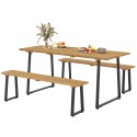 3-osaline puidust söögikomplekt 6 inimesele, laud ja 2 pinki, 178 × 76 × 77 cm