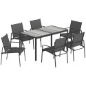 Aiamööblikomplekt 150 × 80 cm laua ja 6 tooliga, must