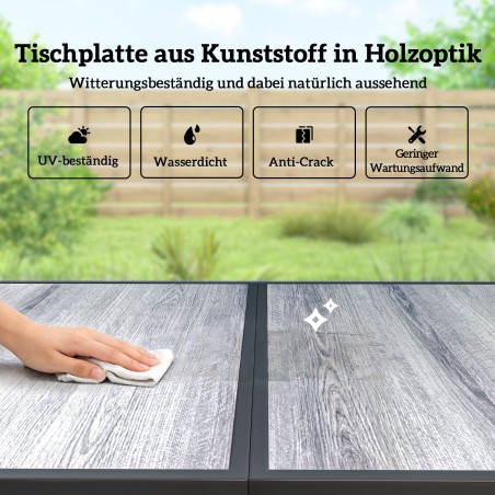 Aiamööblikomplekt 150 × 80 cm laua ja 6 tooliga, must