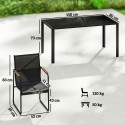 Must aiamööbli komplekt klaaslaua ja 6 dekoratiivsete käetugedega tooliga, 150 × 80 cm