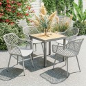 4 UV-kindlast plastist aiatooli komplekt käetugedega, 56 × 51 × 84 cm, hall