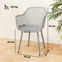 4 UV-kindlast plastist aiatooli komplekt käetugedega, 56 × 51 × 84 cm, hall
