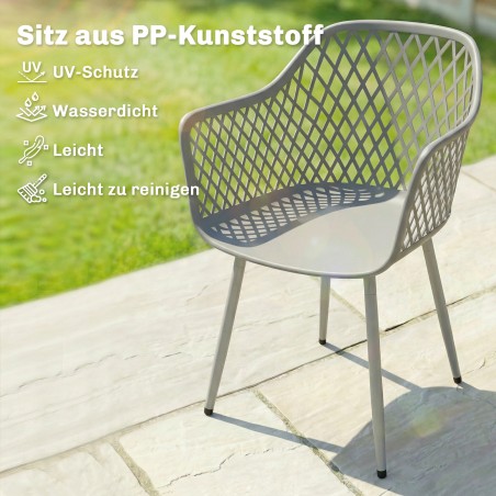 4 UV-kindlast plastist aiatooli komplekt käetugedega, 56 × 51 × 84 cm, hall