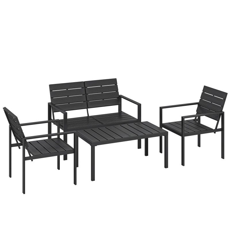 4-kohaline HDPE-liistudega aiamööblikomplekt, must