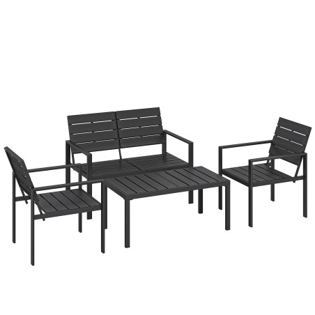 4-kohaline HDPE-liistudega aiamööblikomplekt, must