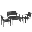 4-kohaline HDPE-liistudega aiamööblikomplekt, must