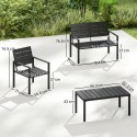 4-kohaline HDPE-liistudega aiamööblikomplekt, must