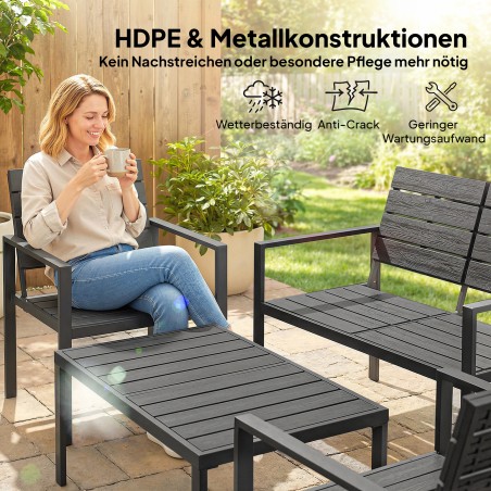 4-kohaline HDPE-liistudega aiamööblikomplekt, must