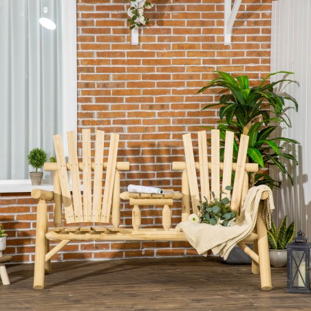 Kahekohaline aiapink integreeritud lauaga, naturaalne puit