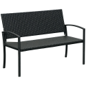 Rotangiefektiga aiapink terasraamiga, 2 inimesele, must, 122 × 60 × 85 cm