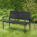 Rotangiefektiga aiapink terasraamiga, 2 inimesele, must, 122 × 60 × 85 cm