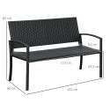 Rotangiefektiga aiapink terasraamiga, 2 inimesele, must, 122 × 60 × 85 cm