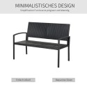 Rotangiefektiga aiapink terasraamiga, 2 inimesele, must, 122 × 60 × 85 cm