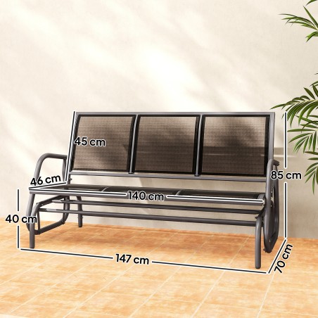 3-kohaline metallist aiakiikpink, kuni 300 kg, 147 × 70 × 85 cm, tumehall