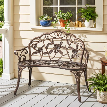 2-kohaline metallist aiapink lillemustriga, retrostiilis, pronks, 100 × 54 × 78 cm