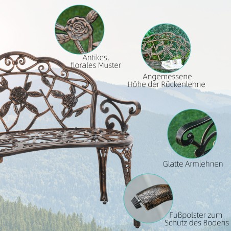 2-kohaline metallist aiapink lillemustriga, retrostiilis, pronks, 100 × 54 × 78 cm