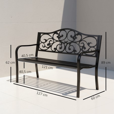 Kahekohaline aiapink pikendatava lauaga, 150 × 58,5 × 90 cm, must