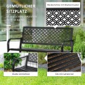 Ilmastikukindel metallist 2-kohaline aiapink lillemustriga, 127 × 63 × 83 cm, must