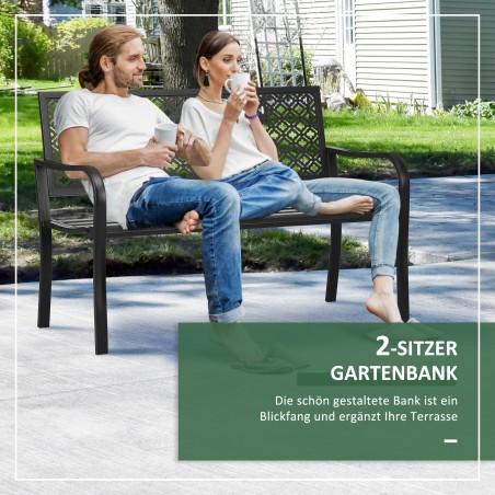 Ilmastikukindel metallist 2-kohaline aiapink lillemustriga, 127 × 63 × 83 cm, must