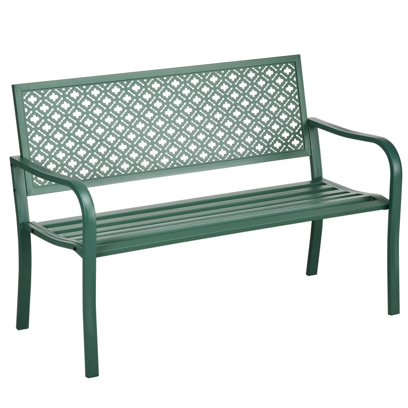 Kahekohaline metallist aiapink, ilmastikukindel, roheline, 127 x 63 x 83 cm