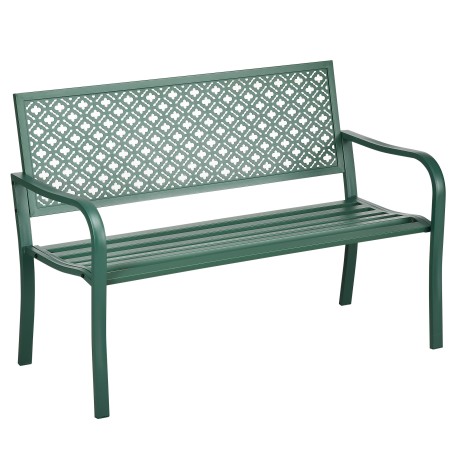 Kahekohaline metallist aiapink, ilmastikukindel, roheline, 127 x 63 x 83 cm