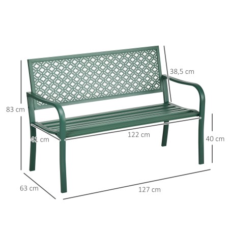 Kahekohaline metallist aiapink, ilmastikukindel, roheline, 127 x 63 x 83 cm