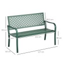 Kahekohaline metallist aiapink, ilmastikukindel, roheline, 127 x 63 x 83 cm
