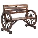 Kahe kohalise vagunirattakujundusega puidust aiapink, tumepruun, 105,5 × 56 × 79 cm