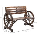 Kahe kohalise vagunirattakujundusega puidust aiapink, tumepruun, 105,5 × 56 × 79 cm