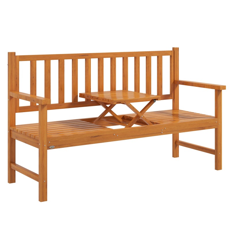 Täispuidust aiapink väljatõmmatava lauaga, 153 × 56 × 91 cm, helepruun