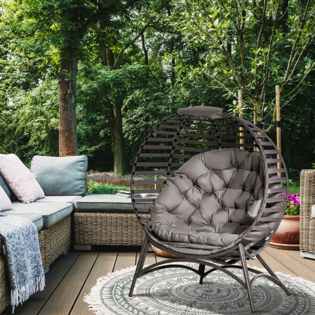 Kokkupandav papasan-aiatool padjaga, liivapruun, 118 × 75 × 139 cm