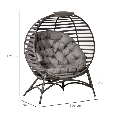 Kokkupandav papasan-aiatool padjaga, liivapruun, 118 × 75 × 139 cm