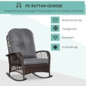 Polsterdatud kiiktool nööpdetailidega, PE-rotang ja teras, pruun-hall
