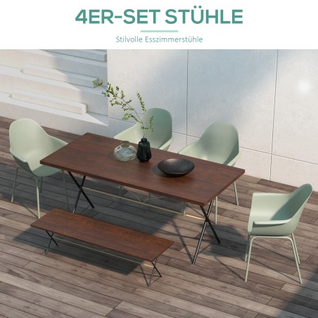 4 aiatooli komplekt selja- ja käetugedega, roheline