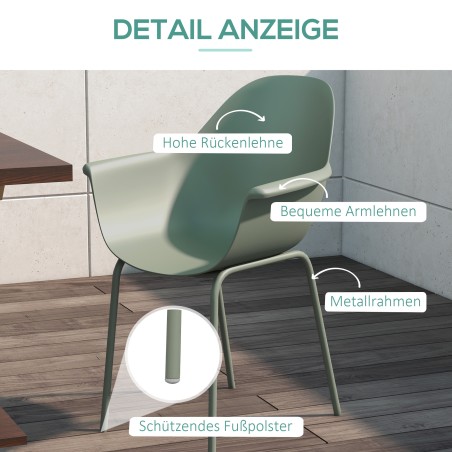 4 aiatooli komplekt selja- ja käetugedega, roheline