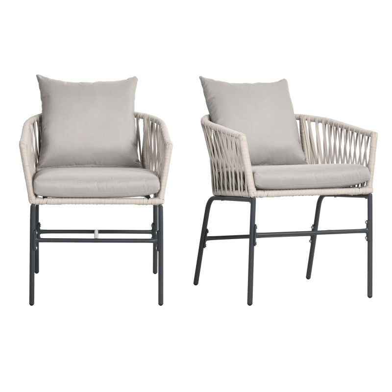 2 terrassitooli komplekt, boho stiilis, pestavate katetega, beež
