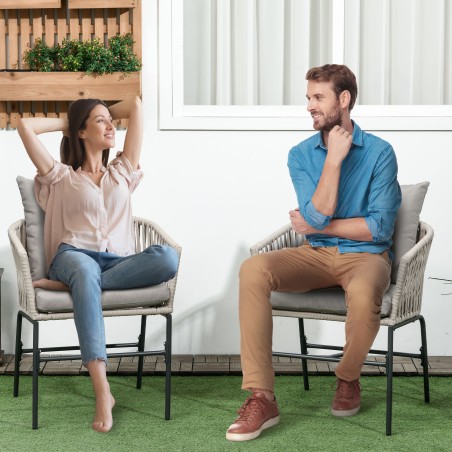 2 terrassitooli komplekt, boho stiilis, pestavate katetega, beež