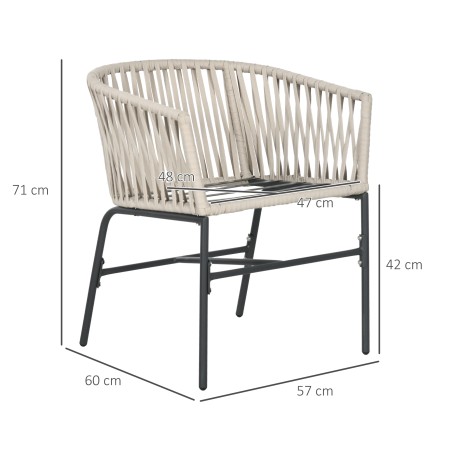 2 terrassitooli komplekt, boho stiilis, pestavate katetega, beež